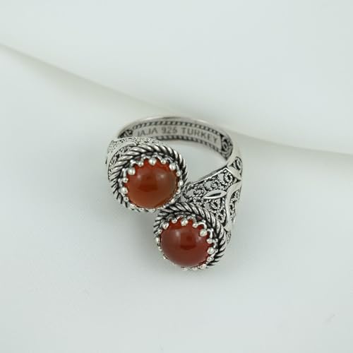 925 Sterling Silver Filigree Art Lace Embroidery Women Double Stone Bypass Cocktail Ring with Amethyst, Citrine, Blue Topaz, Blue Quartz Gemstones, Luxurious Gift Packed