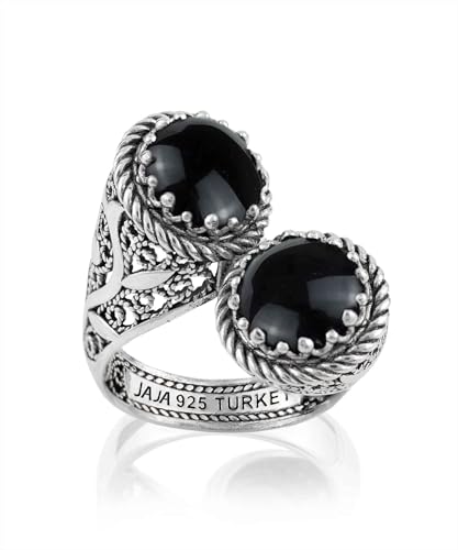 925 Sterling Silver Filigree Art Lace Embroidery Women Double Stone Bypass Cocktail Ring with Amethyst, Citrine, Blue Topaz, Blue Quartz Gemstones, Luxurious Gift Packed