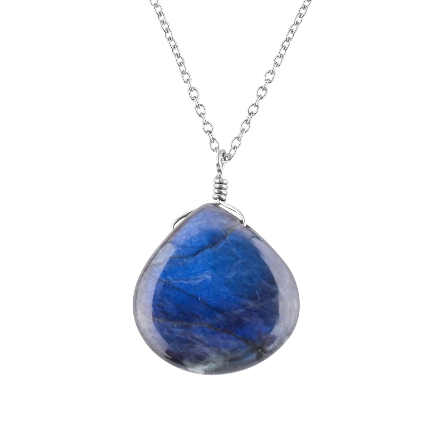 Luxurious Natural Blue Sapphire Gemstone Necklace - Chakra Healing Crystals, 925 Sterling Silver Handmade Statement Jewelry, Valentine Gift for Women, 18 inch by Odrillion Gems