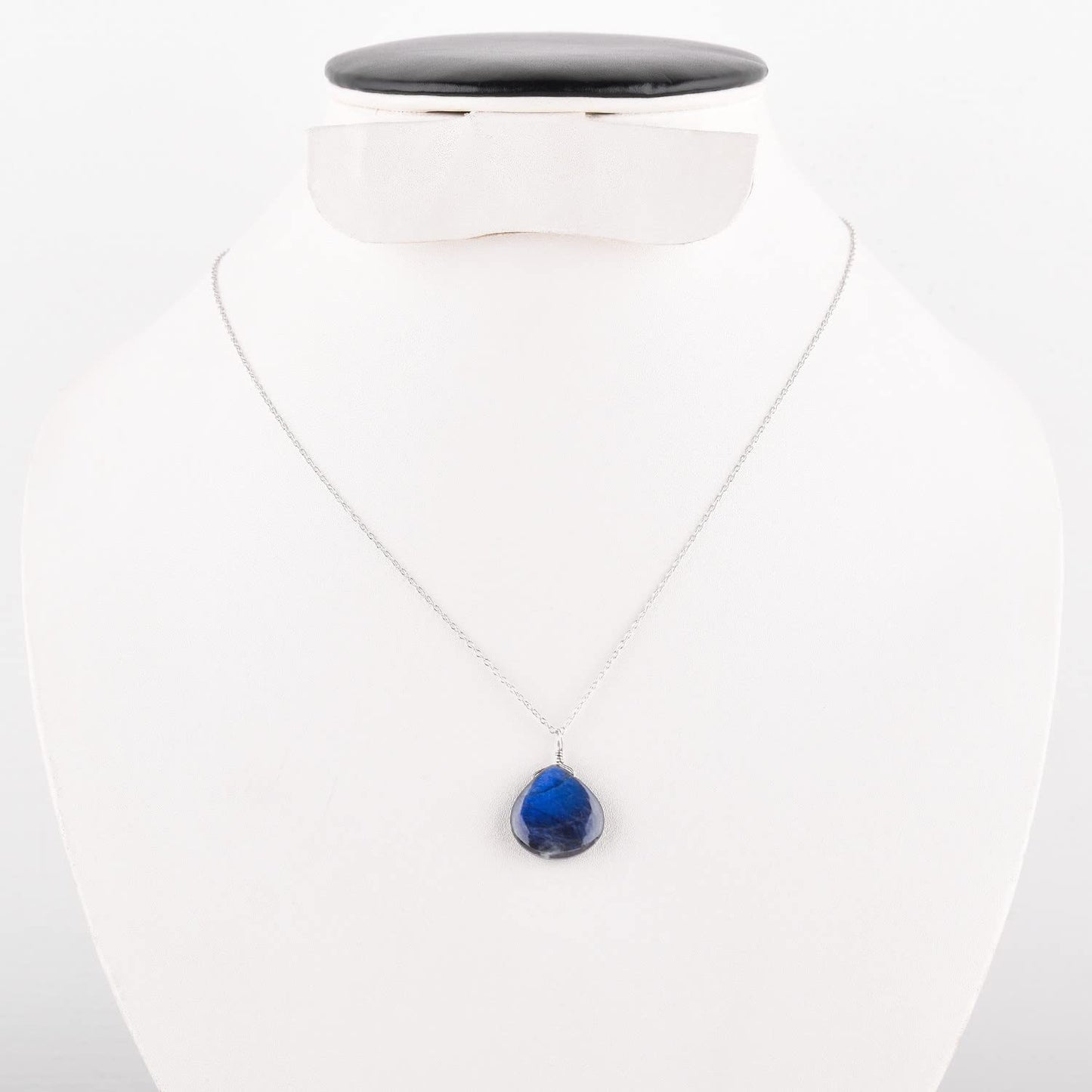 Luxurious Natural Blue Sapphire Gemstone Necklace - Chakra Healing Crystals, 925 Sterling Silver Handmade Statement Jewelry, Valentine Gift for Women, 18 inch by Odrillion Gems
