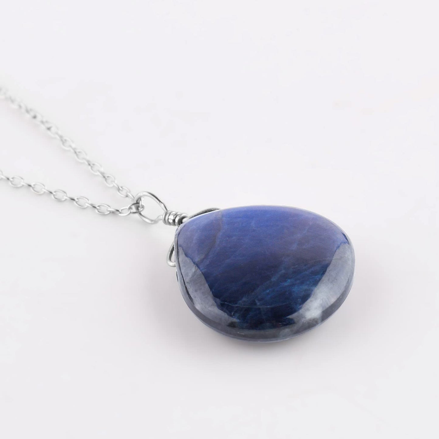 Luxurious Natural Blue Sapphire Gemstone Necklace - Chakra Healing Crystals, 925 Sterling Silver Handmade Statement Jewelry, Valentine Gift for Women, 18 inch by Odrillion Gems