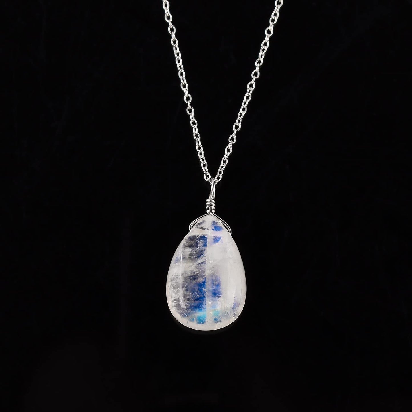 Luxurious Natural Blue Sapphire Gemstone Necklace - Chakra Healing Crystals, 925 Sterling Silver Handmade Statement Jewelry, Valentine Gift for Women, 18 inch by Odrillion Gems