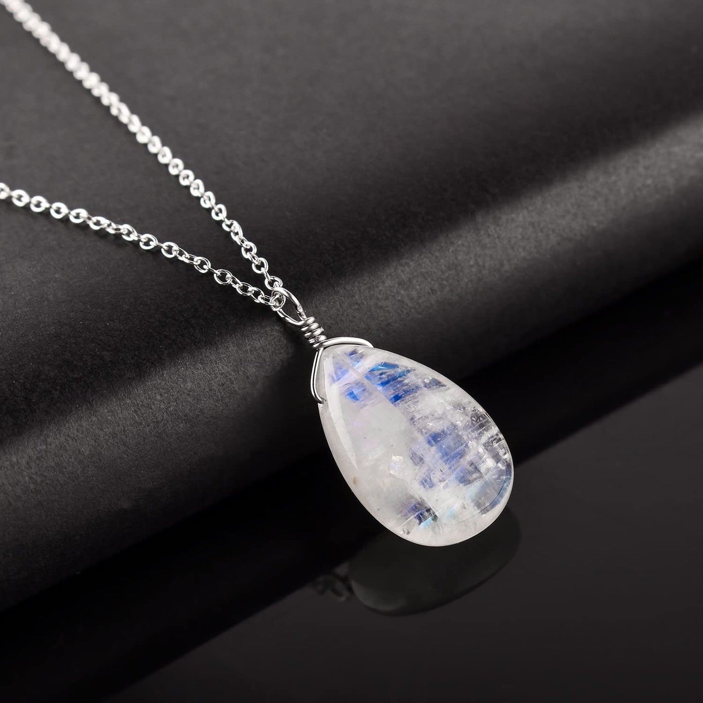 Luxurious Natural Blue Sapphire Gemstone Necklace - Chakra Healing Crystals, 925 Sterling Silver Handmade Statement Jewelry, Valentine Gift for Women, 18 inch by Odrillion Gems