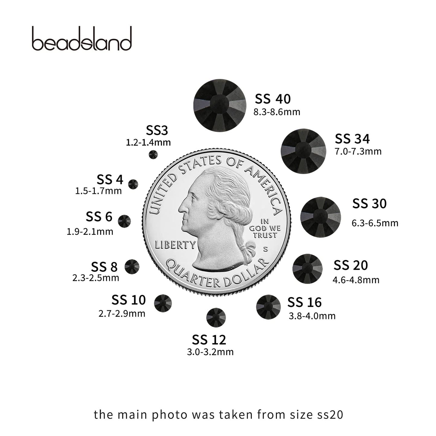 Beadsland 1440 Piece Flat Back Crystal Rhinestones Round Gems, Sapphire(SS10(2.7-2.8mm))