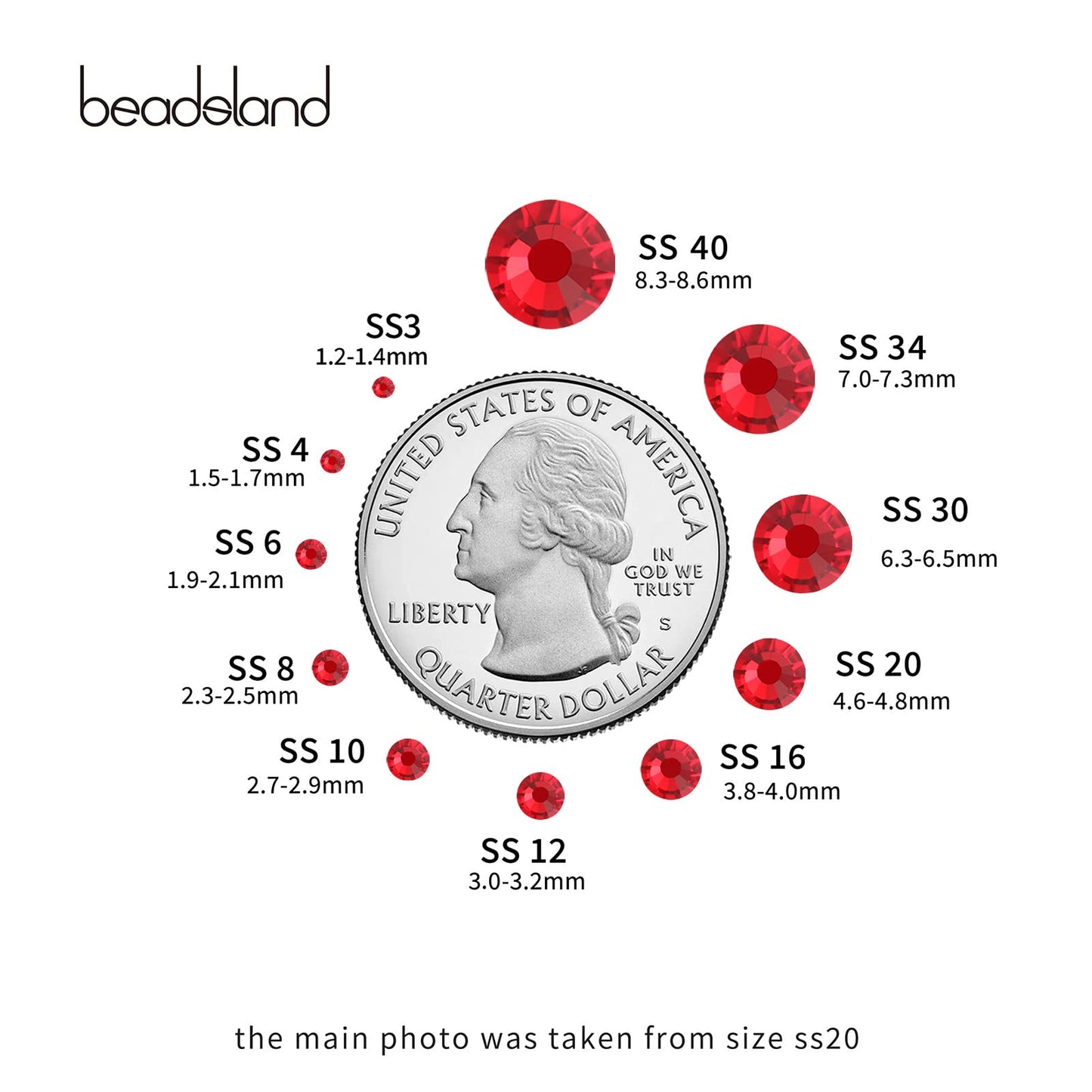 Beadsland 1440 Piece Flat Back Crystal Rhinestones Round Gems, Sapphire(SS10(2.7-2.8mm))