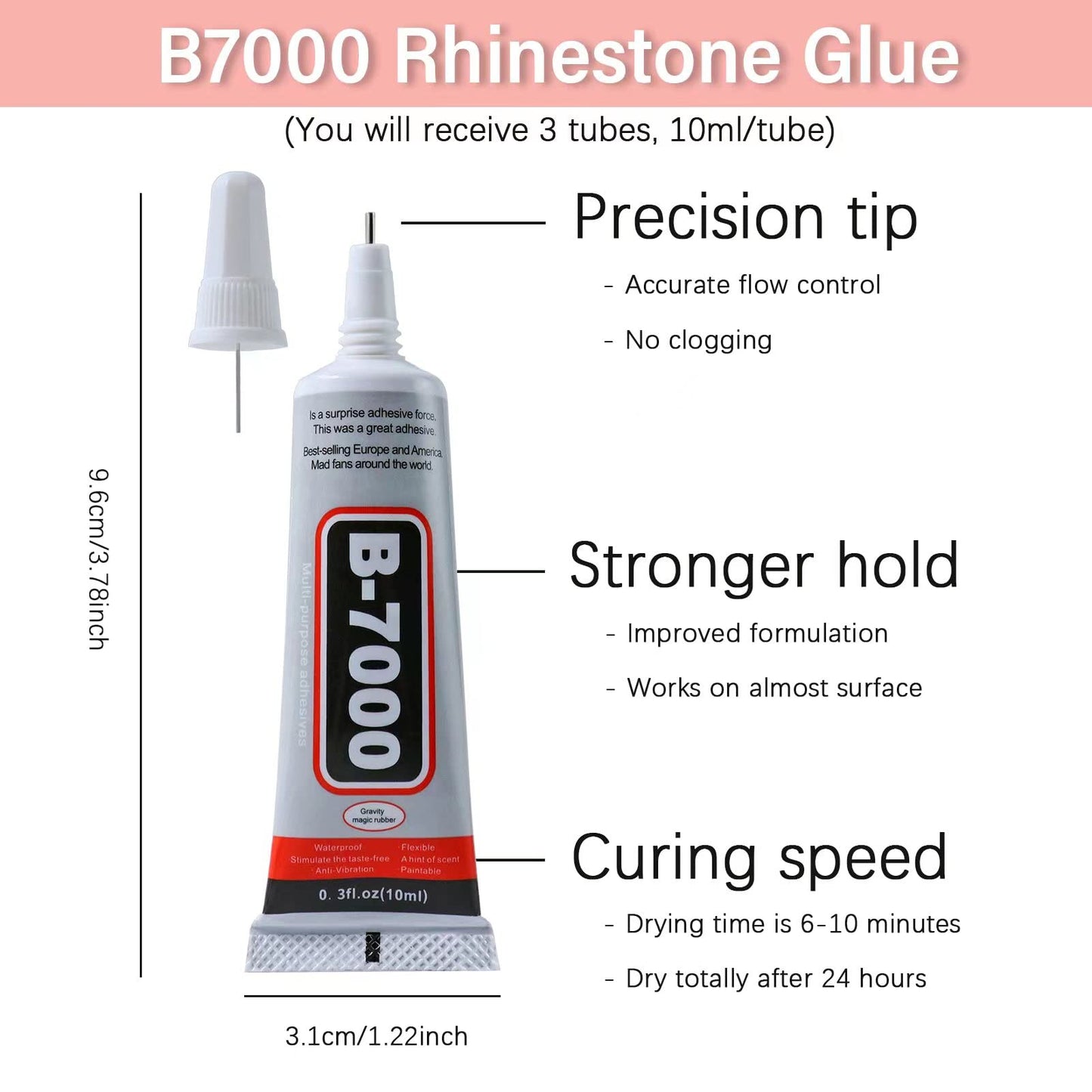 B7000 Clear Glue with 4000PCS Light Blue AB Rhinestones for Crafts Clothing Fabric Shoes, Glue Fix Sky Blue Flatback Gems for Nails Face Jewelry, Mixed 5 Sizes Diamond Gemstones Bejeweled Kit
