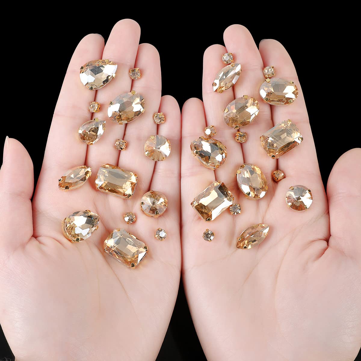 Choupee 130PCS Sew on Glass Rhinestone Blue,Sew On Rhinestone Metal Back Prong Setting Sewing Claw Rhinestone Mixed Shapes Sew On Glass Gems for Jewelry, Clothes, Costume, Shoes,Dress, Garments