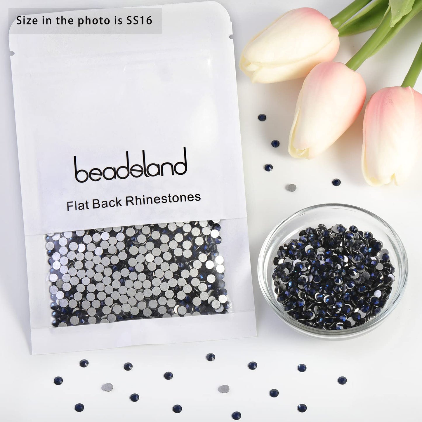 Beadsland 1440 Piece Flat Back Crystal Rhinestones Round Gems, Sapphire(SS10(2.7-2.8mm))