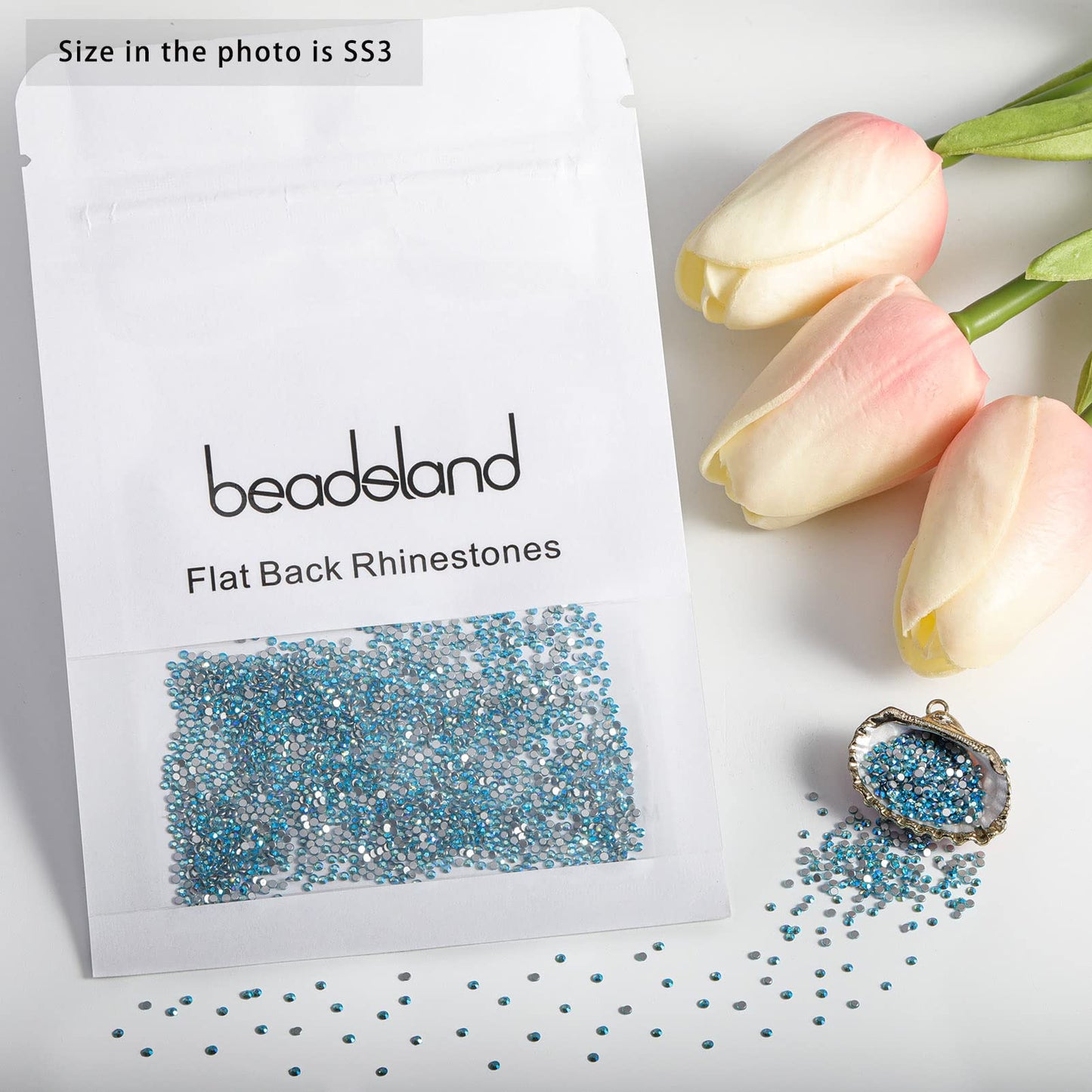 Beadsland 1440 Piece Flat Back Crystal Rhinestones Round Gems, Sapphire(SS10(2.7-2.8mm))