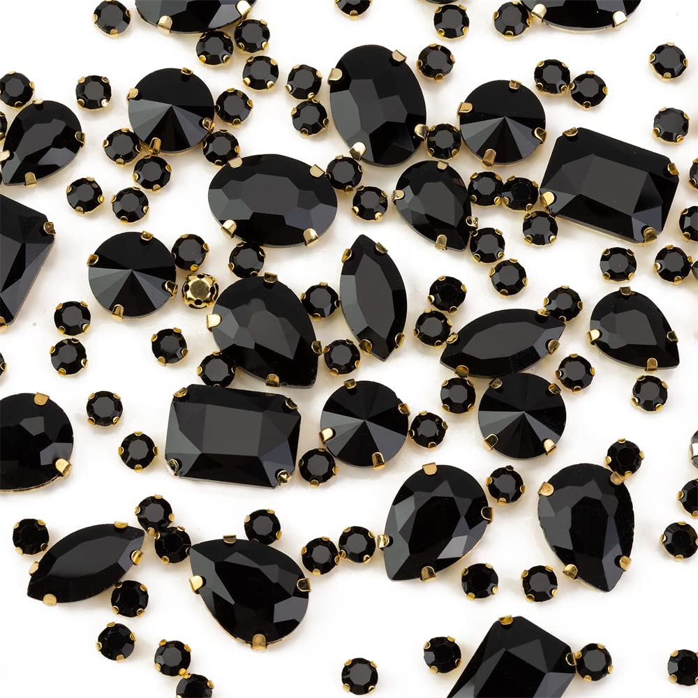 Choupee 130PCS Sew on Glass Rhinestone Blue,Sew On Rhinestone Metal Back Prong Setting Sewing Claw Rhinestone Mixed Shapes Sew On Glass Gems for Jewelry, Clothes, Costume, Shoes,Dress, Garments