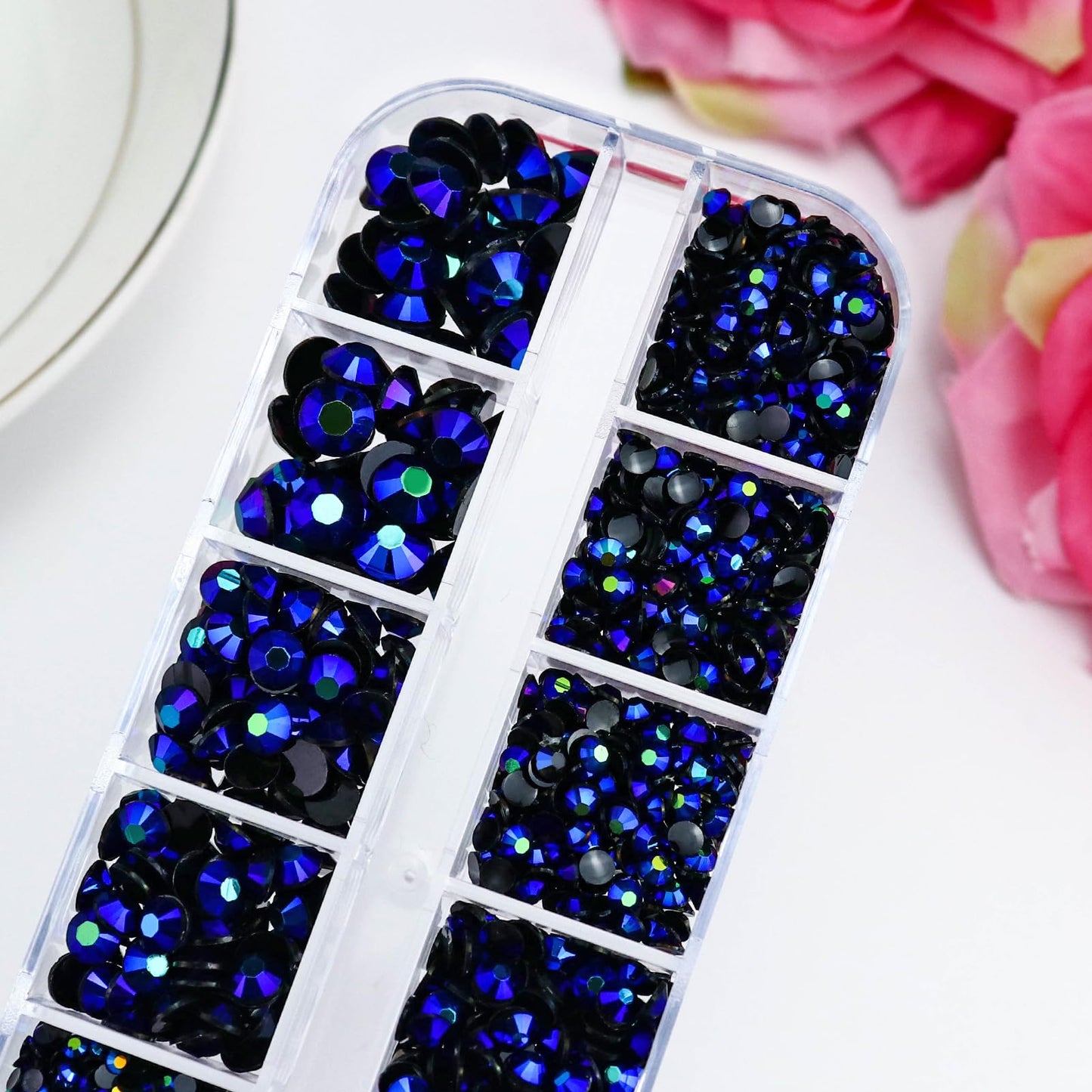 B7000 Clear Glue with 4000PCS Light Blue AB Rhinestones for Crafts Clothing Fabric Shoes, Glue Fix Sky Blue Flatback Gems for Nails Face Jewelry, Mixed 5 Sizes Diamond Gemstones Bejeweled Kit