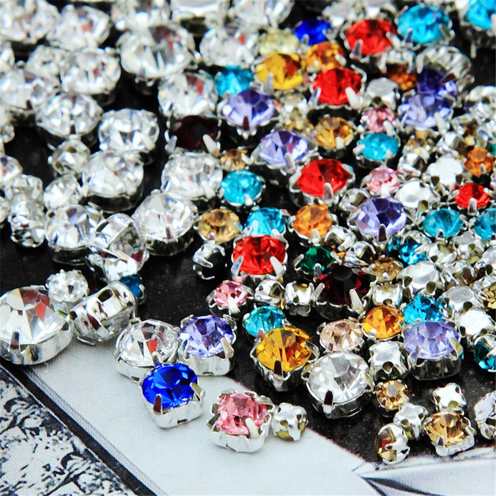 Choupee 130PCS Sew on Glass Rhinestone Blue,Sew On Rhinestone Metal Back Prong Setting Sewing Claw Rhinestone Mixed Shapes Sew On Glass Gems for Jewelry, Clothes, Costume, Shoes,Dress, Garments