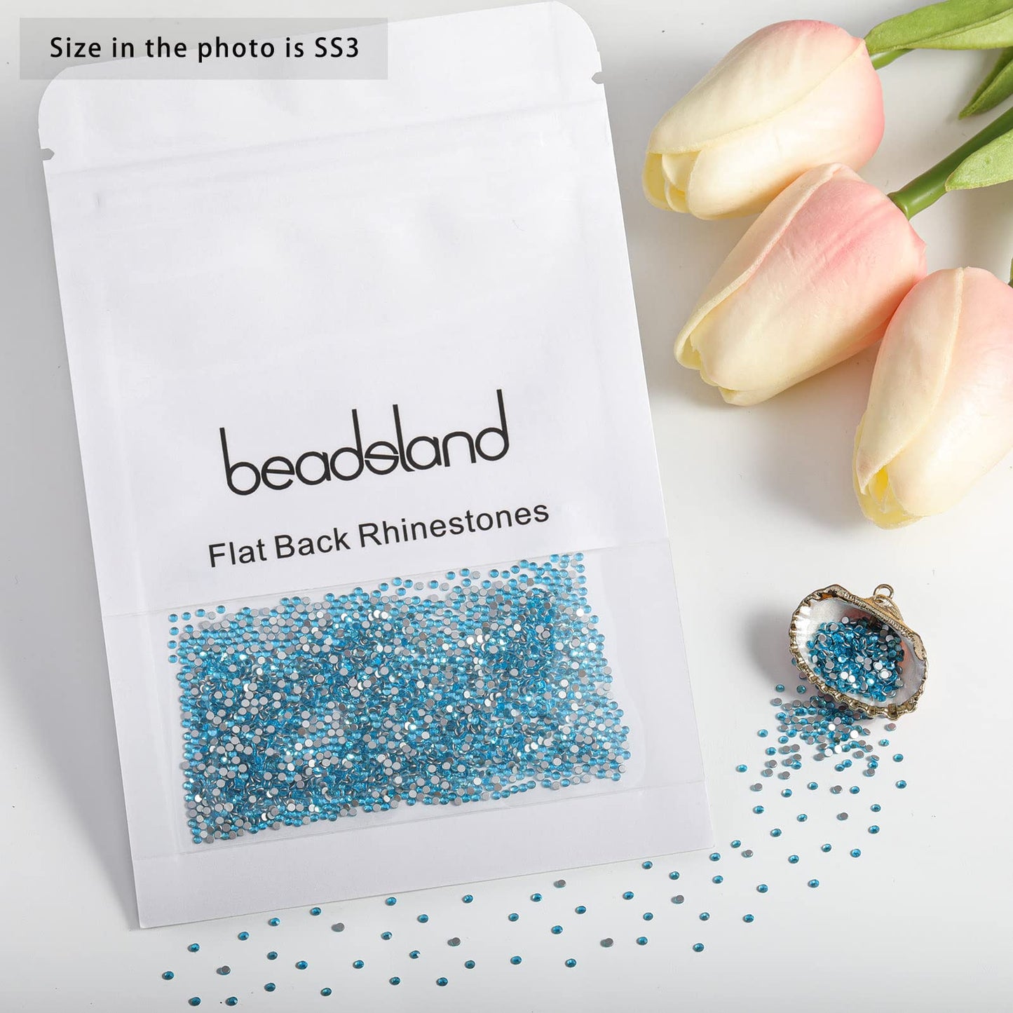 Beadsland 1440 Piece Flat Back Crystal Rhinestones Round Gems, Sapphire(SS10(2.7-2.8mm))