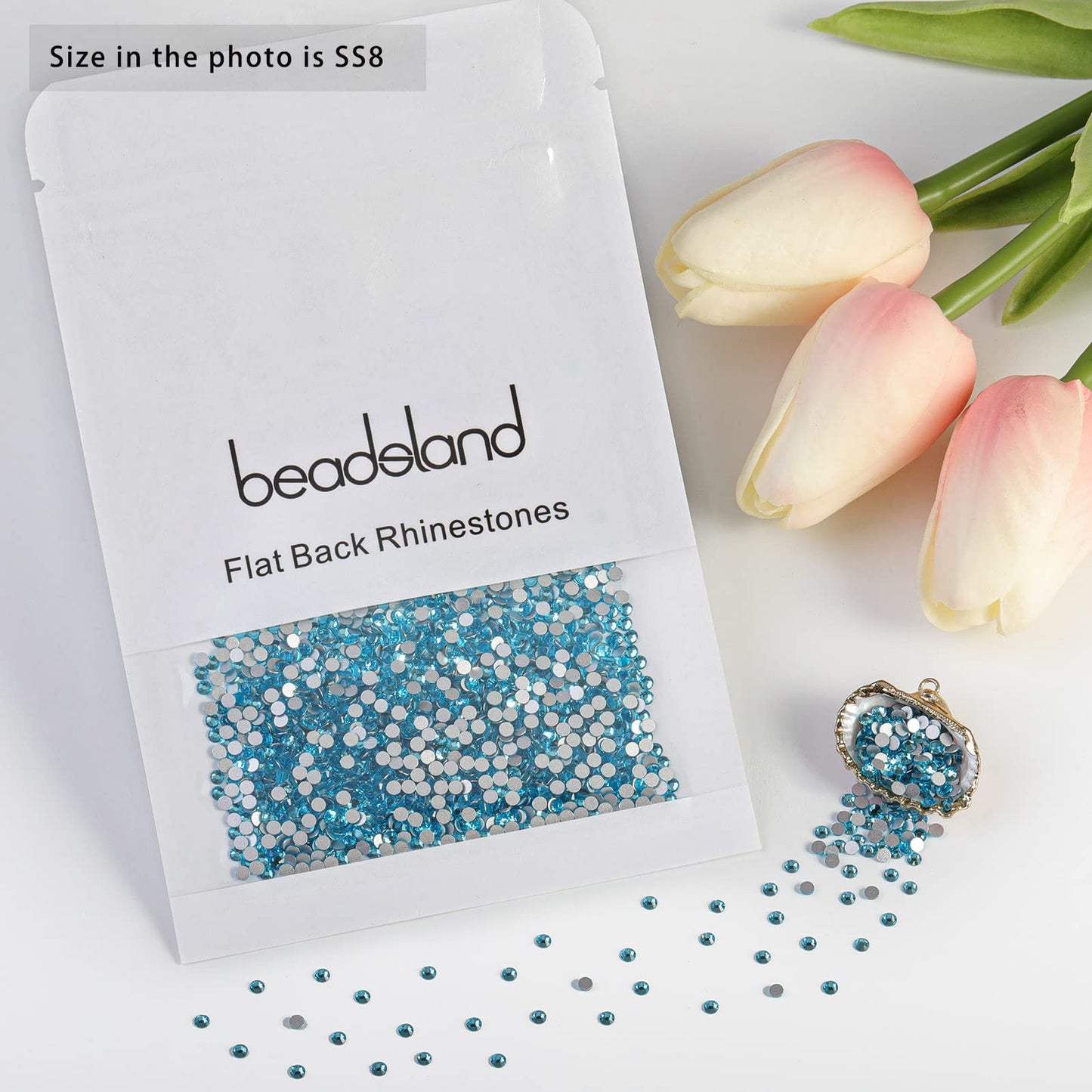 Beadsland 1440 Piece Flat Back Crystal Rhinestones Round Gems, Sapphire(SS10(2.7-2.8mm))