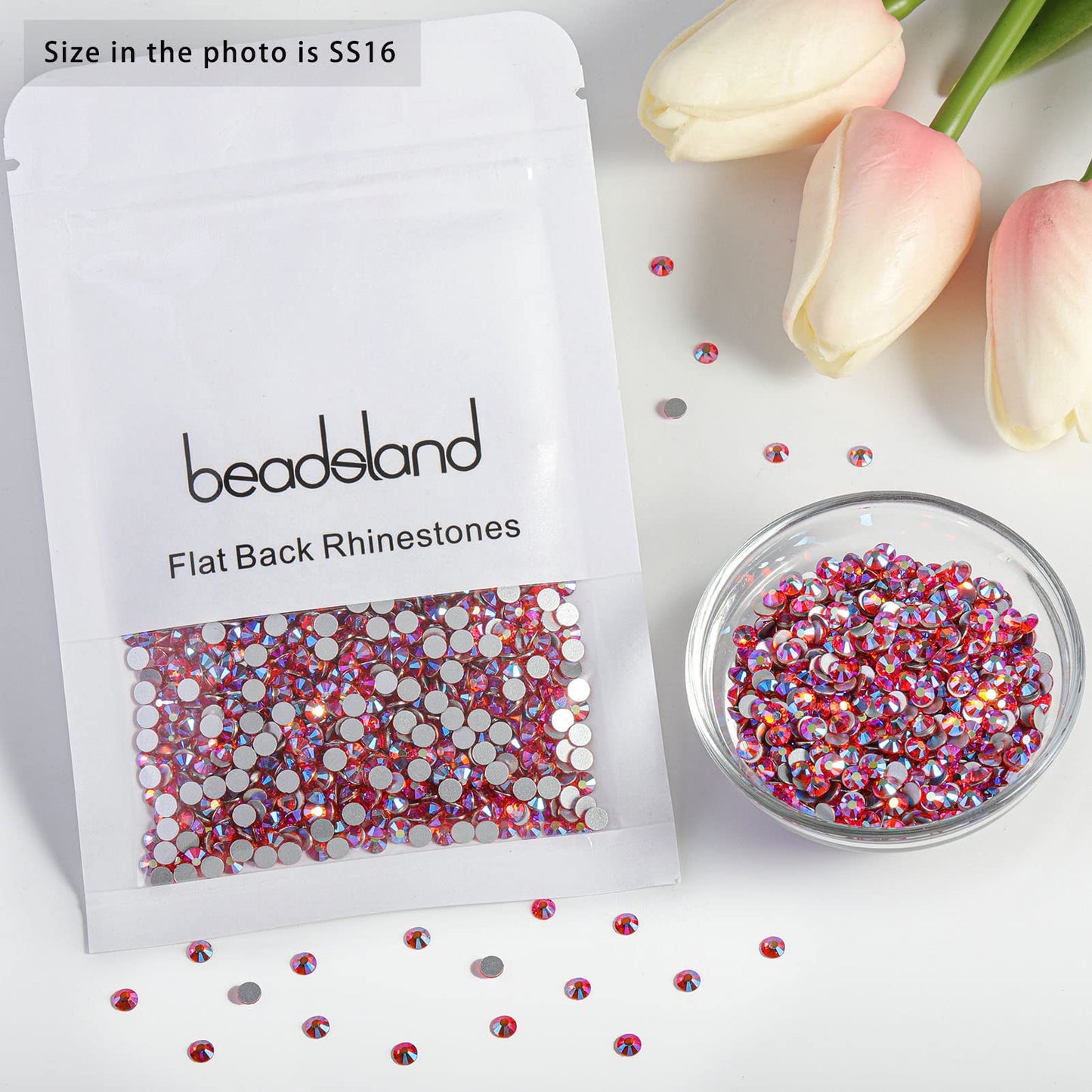 Beadsland 1440 Piece Flat Back Crystal Rhinestones Round Gems, Sapphire(SS10(2.7-2.8mm))