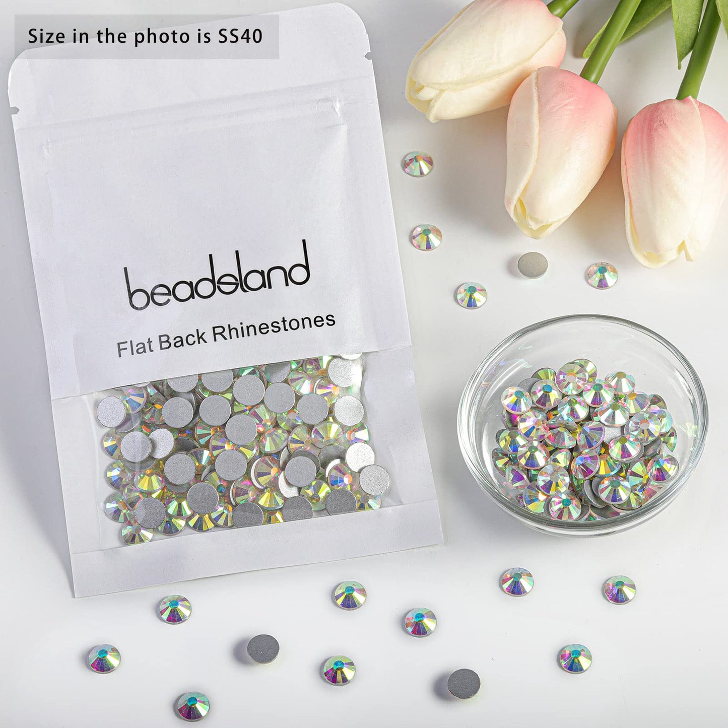 Beadsland 1440 Piece Flat Back Crystal Rhinestones Round Gems, Sapphire(SS10(2.7-2.8mm))
