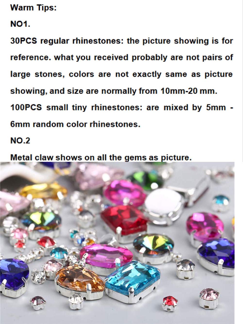 Choupee 130PCS Sew on Glass Rhinestone Blue,Sew On Rhinestone Metal Back Prong Setting Sewing Claw Rhinestone Mixed Shapes Sew On Glass Gems for Jewelry, Clothes, Costume, Shoes,Dress, Garments