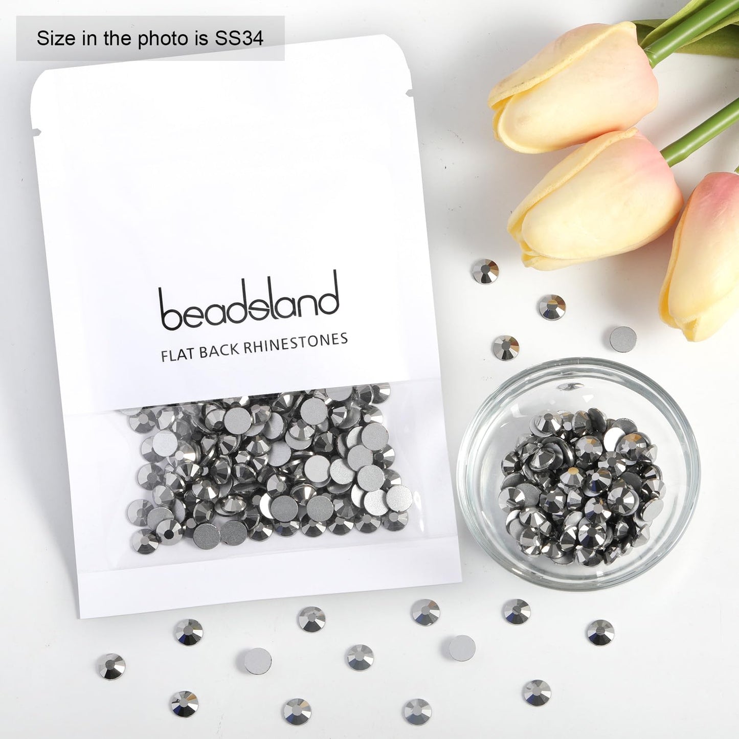 Beadsland 1440 Piece Flat Back Crystal Rhinestones Round Gems, Sapphire(SS10(2.7-2.8mm))