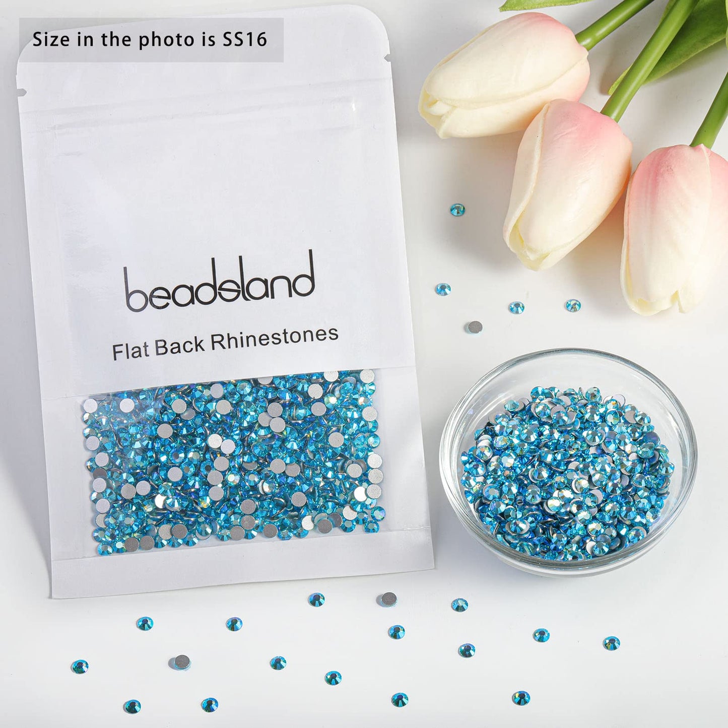 Beadsland 1440 Piece Flat Back Crystal Rhinestones Round Gems, Sapphire(SS10(2.7-2.8mm))
