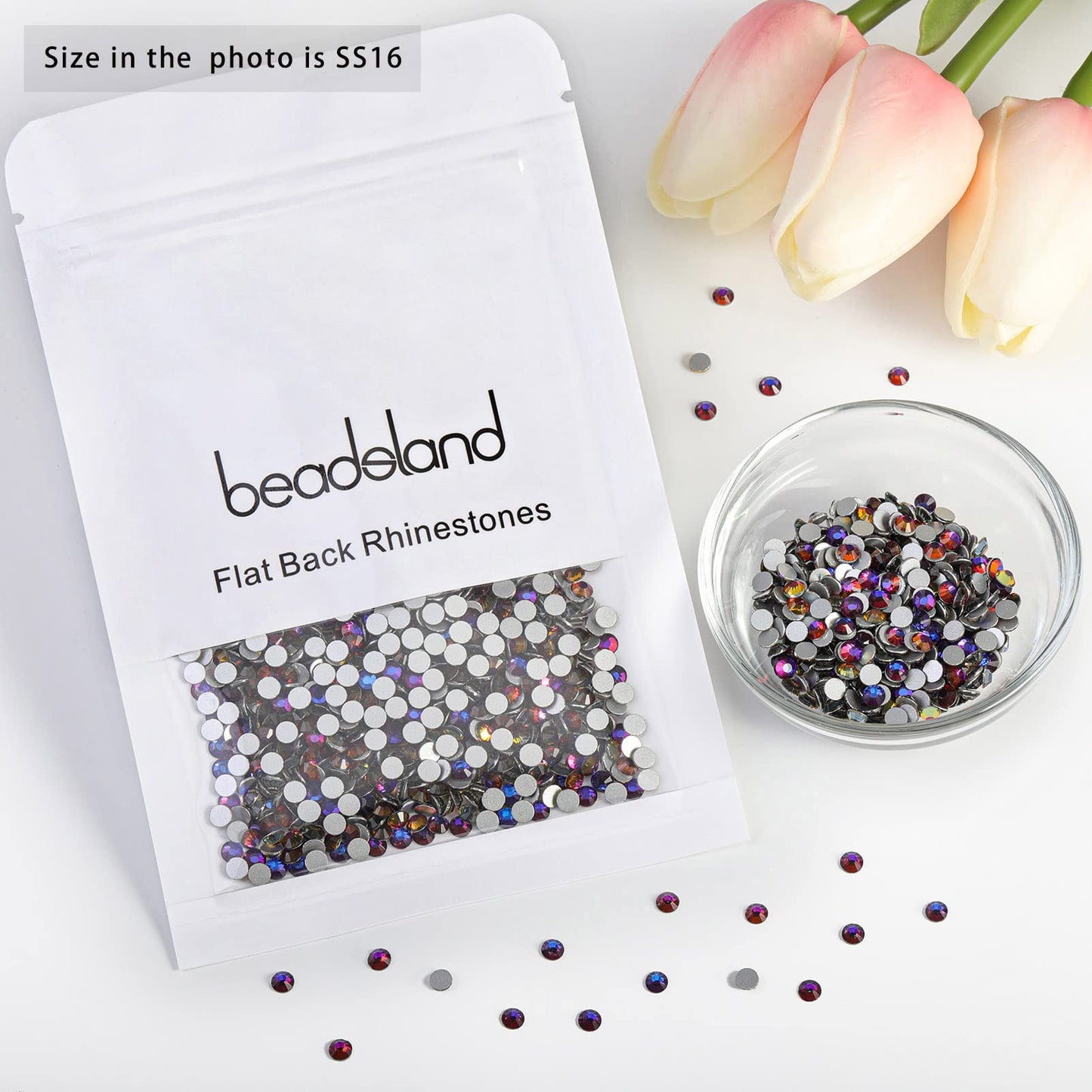 Beadsland 1440 Piece Flat Back Crystal Rhinestones Round Gems, Sapphire(SS10(2.7-2.8mm))