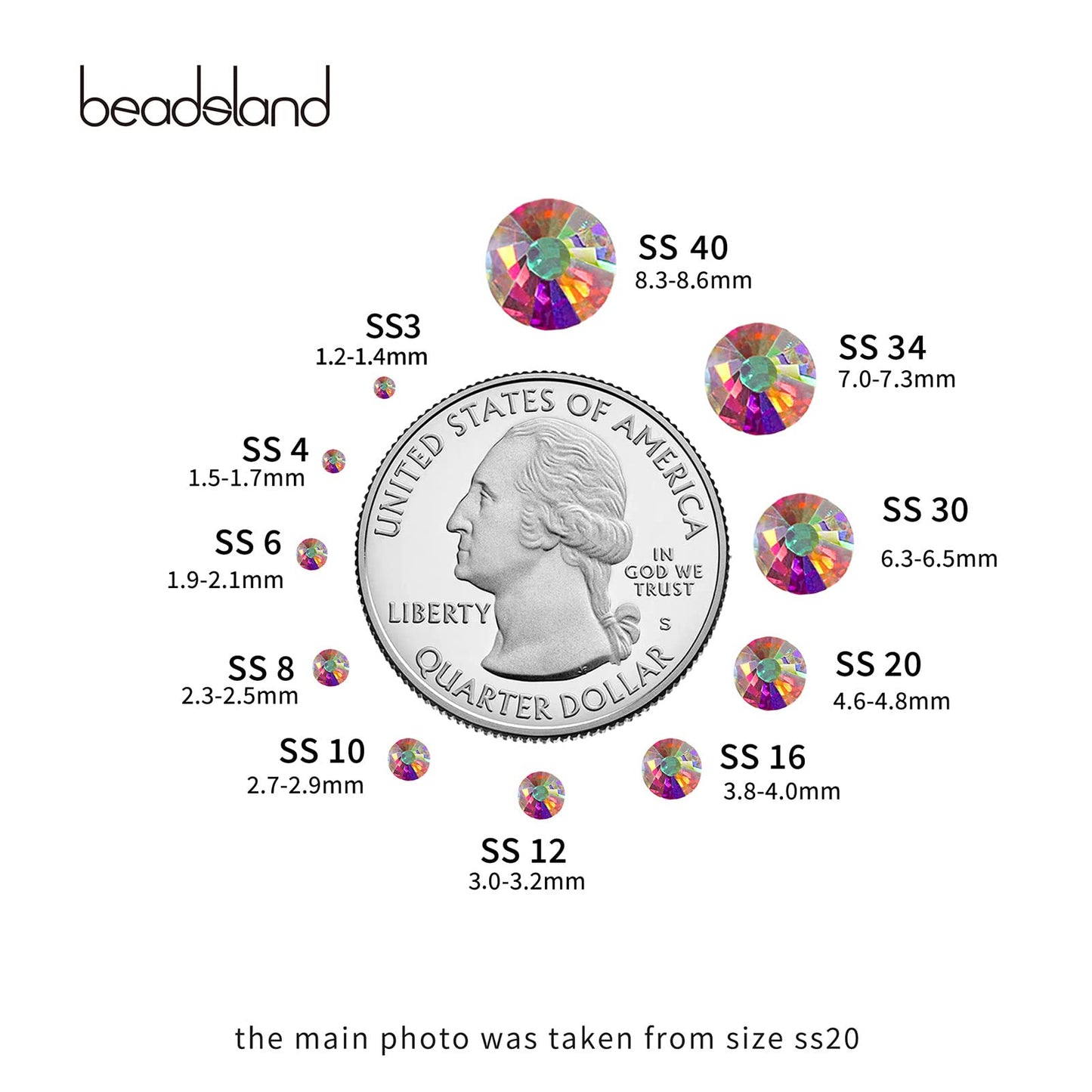 Beadsland 1440 Piece Flat Back Crystal Rhinestones Round Gems, Sapphire(SS10(2.7-2.8mm))