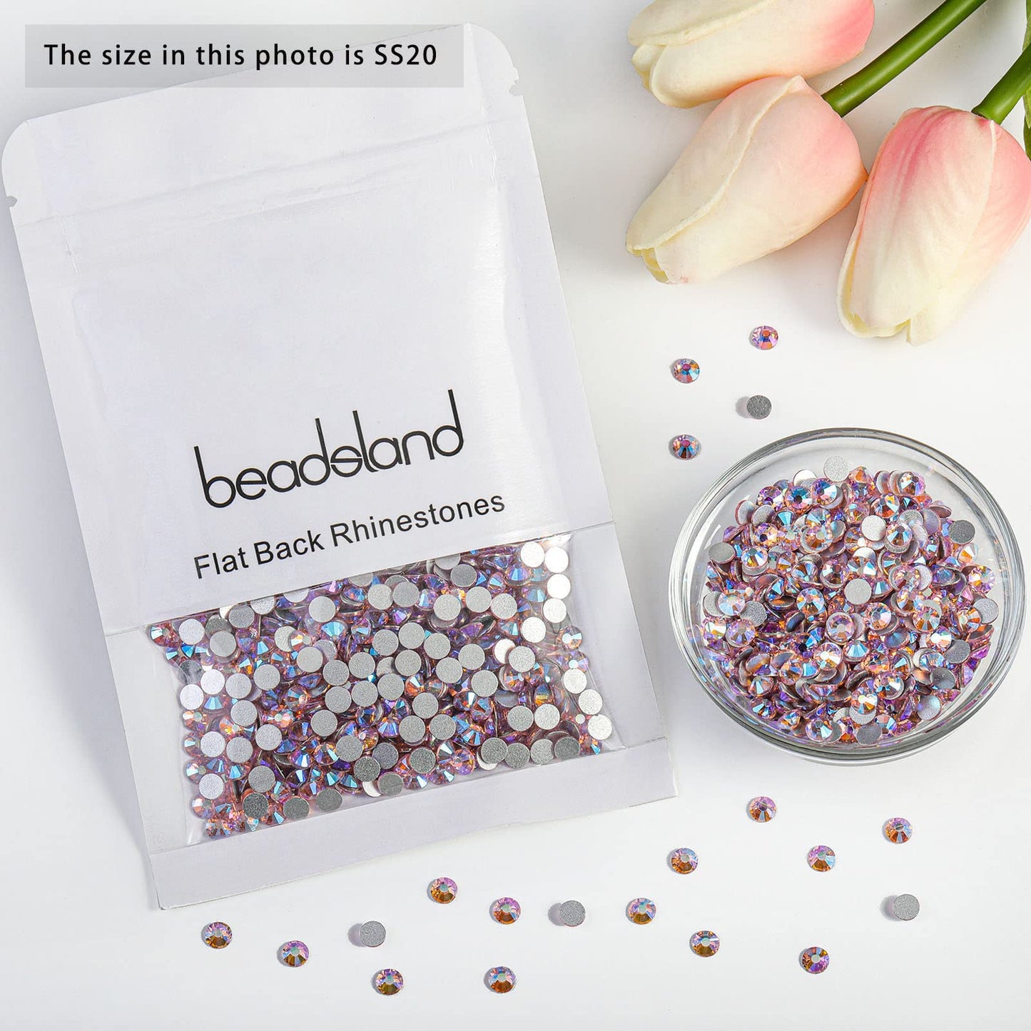 Beadsland 1440 Piece Flat Back Crystal Rhinestones Round Gems, Sapphire(SS10(2.7-2.8mm))