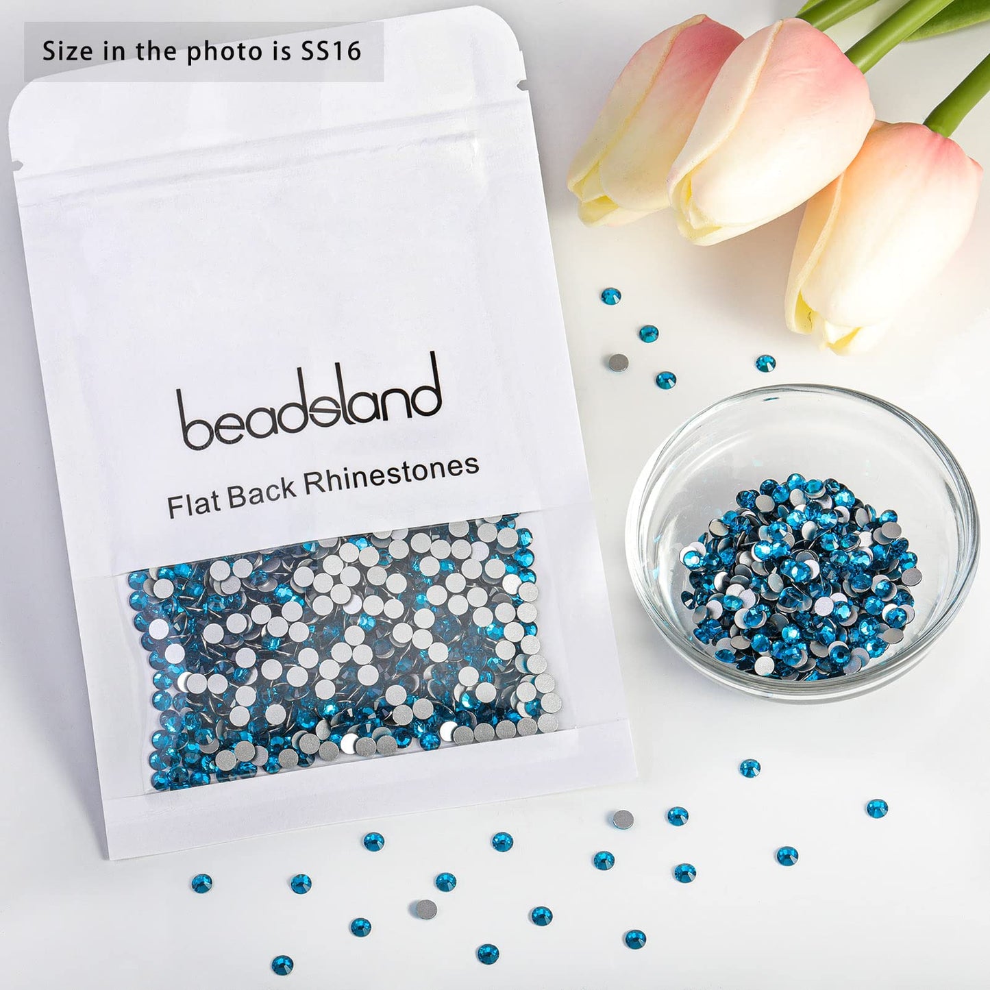 Beadsland 1440 Piece Flat Back Crystal Rhinestones Round Gems, Sapphire(SS10(2.7-2.8mm))