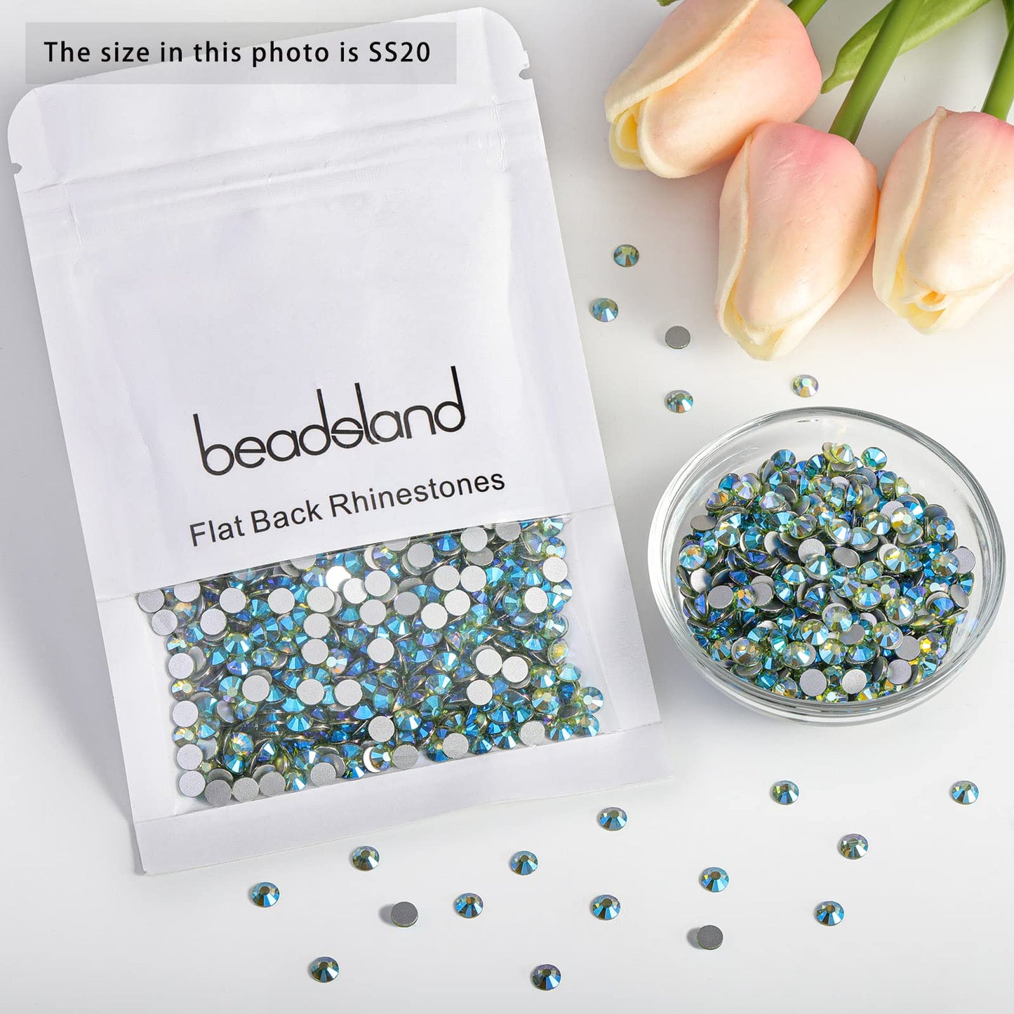 Beadsland 1440 Piece Flat Back Crystal Rhinestones Round Gems, Sapphire(SS10(2.7-2.8mm))