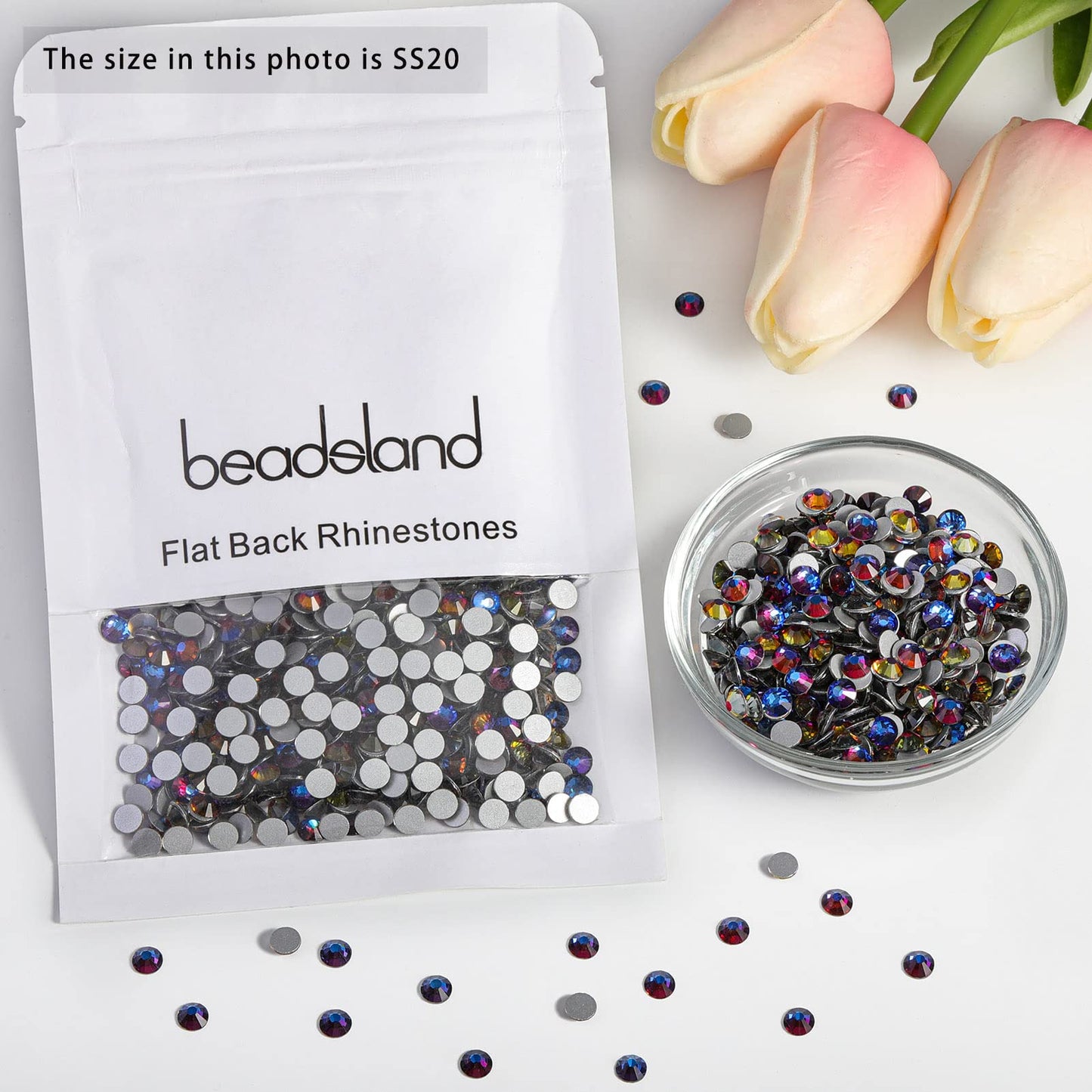 Beadsland 1440 Piece Flat Back Crystal Rhinestones Round Gems, Sapphire(SS10(2.7-2.8mm))