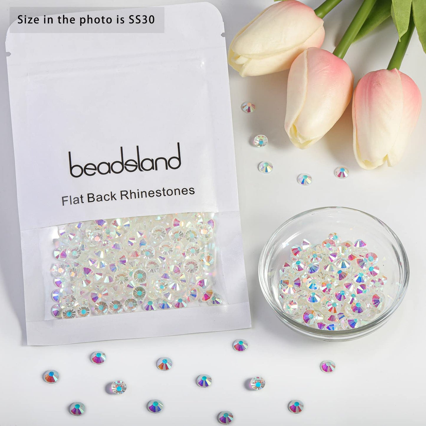 Beadsland 1440 Piece Flat Back Crystal Rhinestones Round Gems, Sapphire(SS10(2.7-2.8mm))