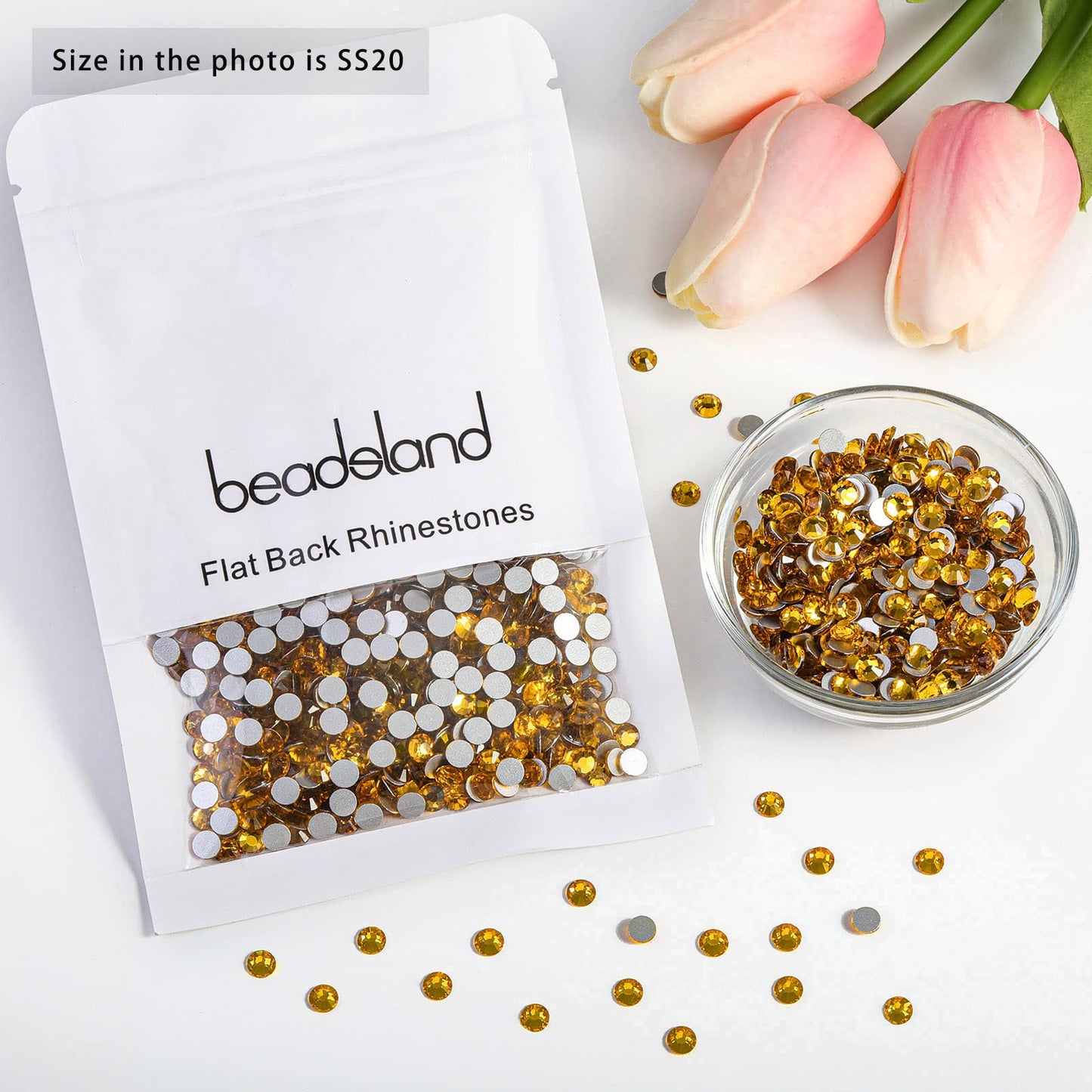 Beadsland 1440 Piece Flat Back Crystal Rhinestones Round Gems, Sapphire(SS10(2.7-2.8mm))