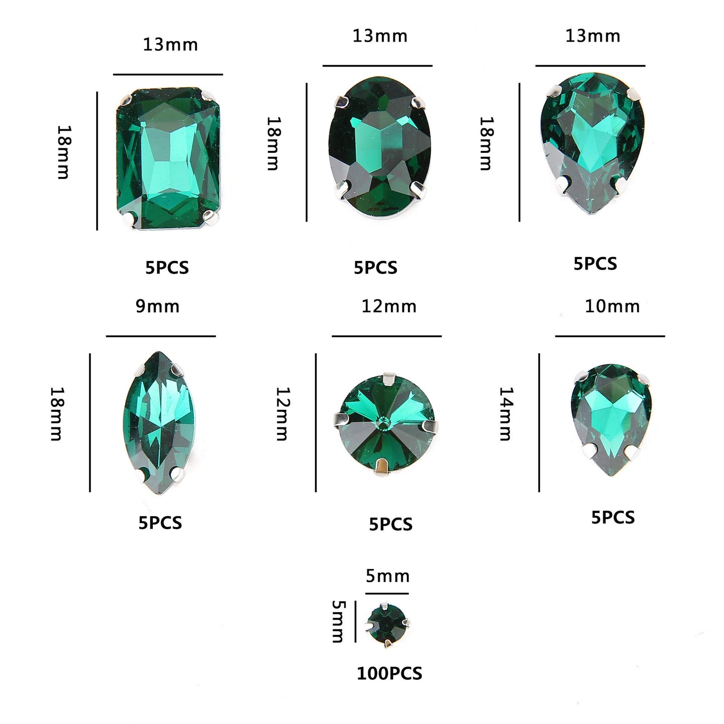 Choupee 130PCS Sew on Glass Rhinestone Blue,Sew On Rhinestone Metal Back Prong Setting Sewing Claw Rhinestone Mixed Shapes Sew On Glass Gems for Jewelry, Clothes, Costume, Shoes,Dress, Garments