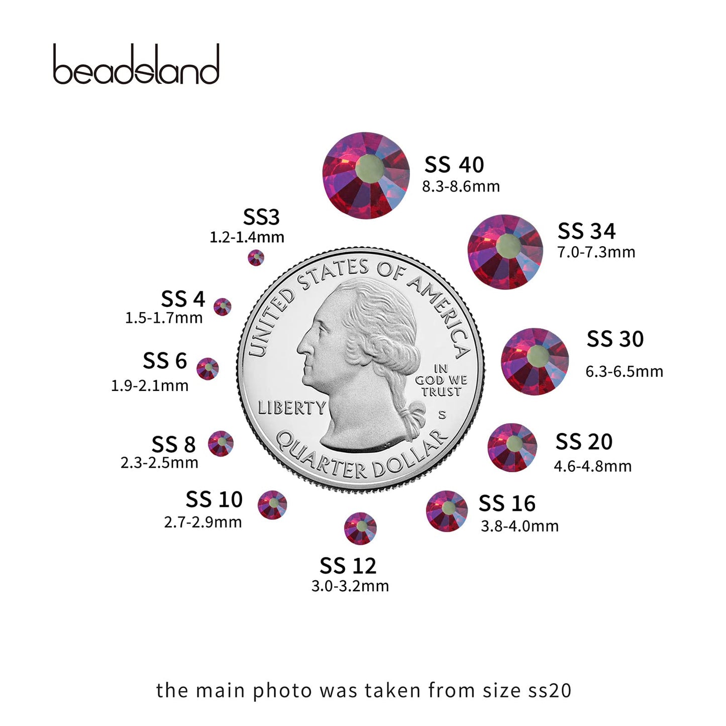 Beadsland 1440 Piece Flat Back Crystal Rhinestones Round Gems, Sapphire(SS10(2.7-2.8mm))