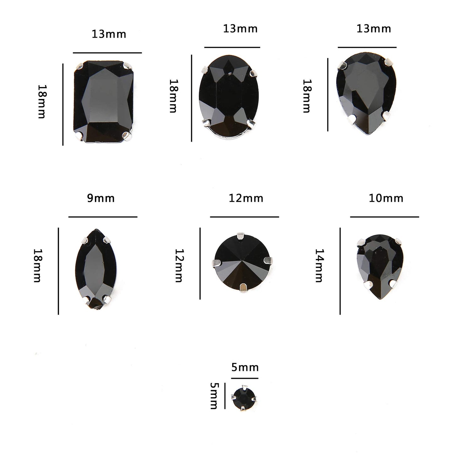 Choupee 130PCS Sew on Glass Rhinestone Blue,Sew On Rhinestone Metal Back Prong Setting Sewing Claw Rhinestone Mixed Shapes Sew On Glass Gems for Jewelry, Clothes, Costume, Shoes,Dress, Garments
