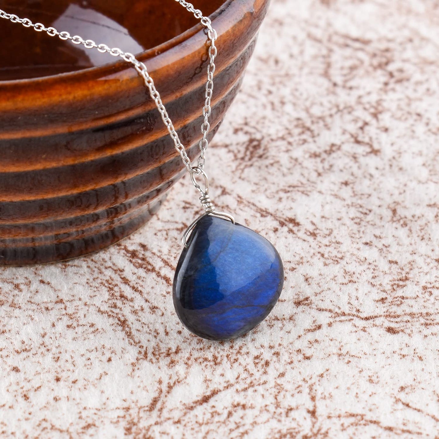 Luxurious Natural Blue Sapphire Gemstone Necklace - Chakra Healing Crystals, 925 Sterling Silver Handmade Statement Jewelry, Valentine Gift for Women, 18 inch by Odrillion Gems