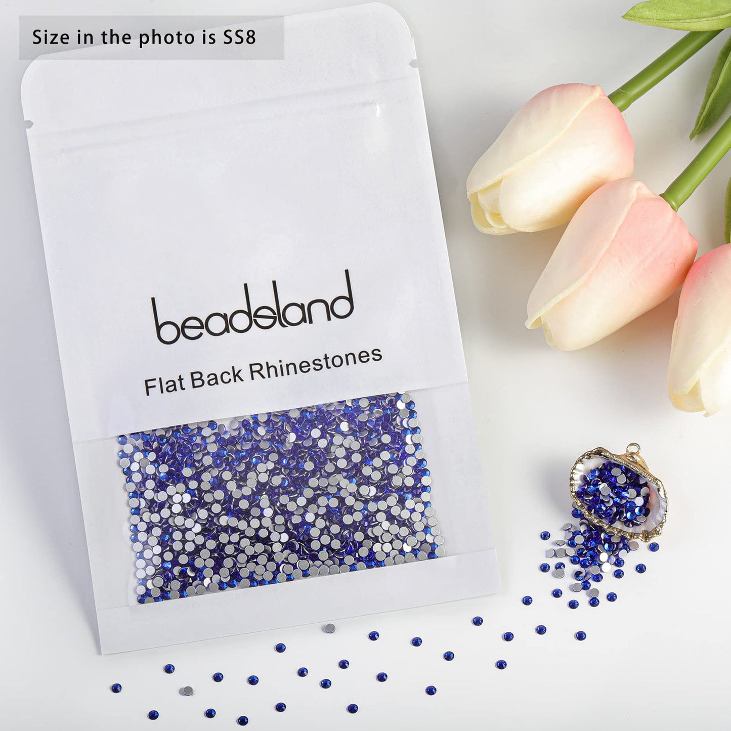 Beadsland 1440 Piece Flat Back Crystal Rhinestones Round Gems, Sapphire(SS10(2.7-2.8mm))