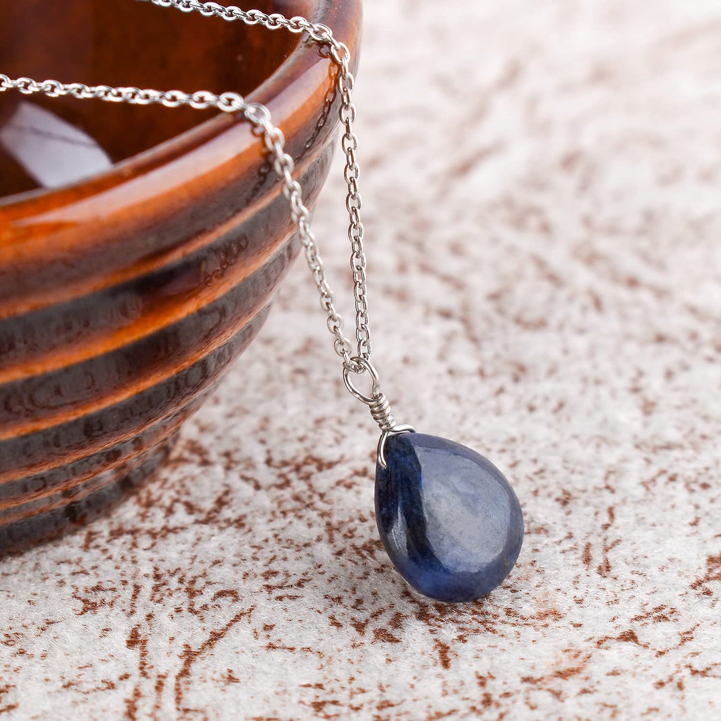 Luxurious Natural Blue Sapphire Gemstone Necklace - Chakra Healing Crystals, 925 Sterling Silver Handmade Statement Jewelry, Valentine Gift for Women, 18 inch by Odrillion Gems