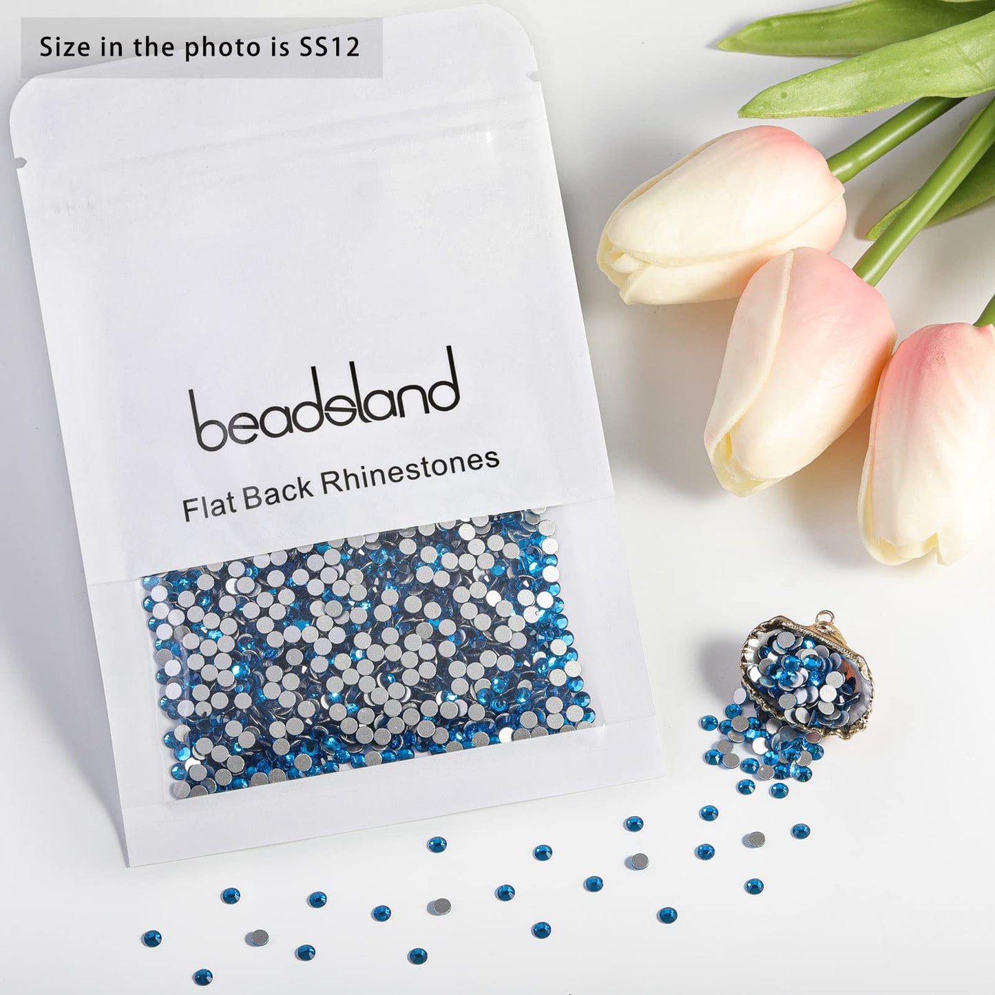 Beadsland 1440 Piece Flat Back Crystal Rhinestones Round Gems, Sapphire(SS10(2.7-2.8mm))