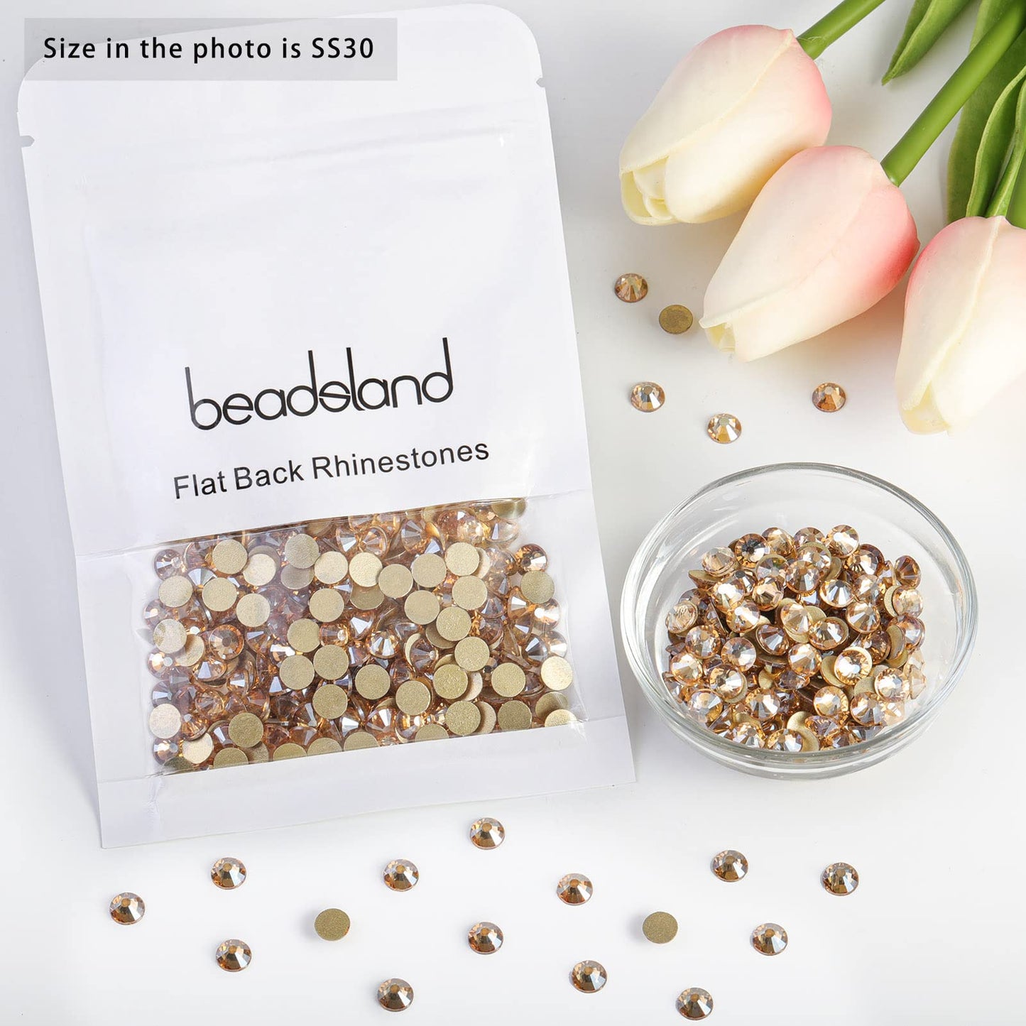 Beadsland 1440 Piece Flat Back Crystal Rhinestones Round Gems, Sapphire(SS10(2.7-2.8mm))