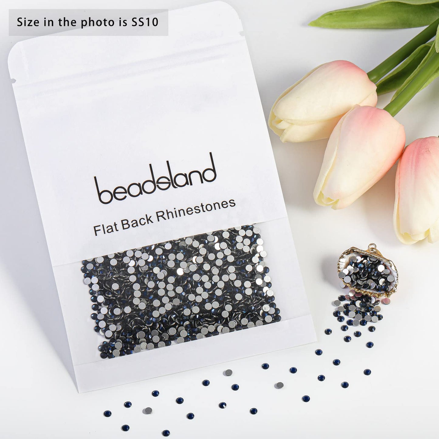 Beadsland 1440 Piece Flat Back Crystal Rhinestones Round Gems, Sapphire(SS10(2.7-2.8mm))