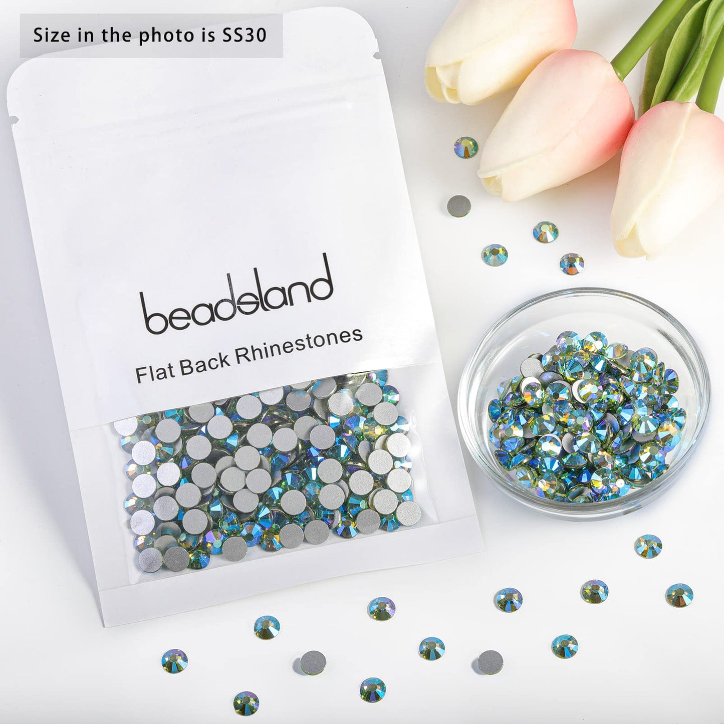 Beadsland 1440 Piece Flat Back Crystal Rhinestones Round Gems, Sapphire(SS10(2.7-2.8mm))