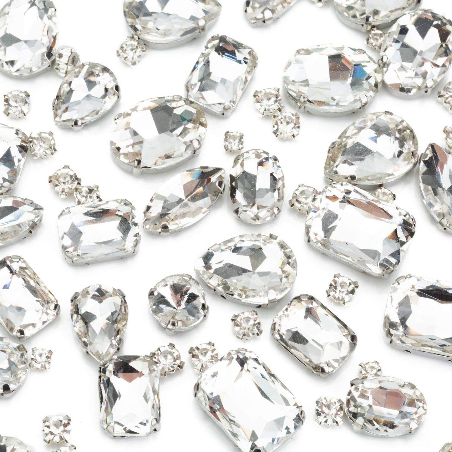 Choupee 130PCS Sew on Glass Rhinestone Blue,Sew On Rhinestone Metal Back Prong Setting Sewing Claw Rhinestone Mixed Shapes Sew On Glass Gems for Jewelry, Clothes, Costume, Shoes,Dress, Garments