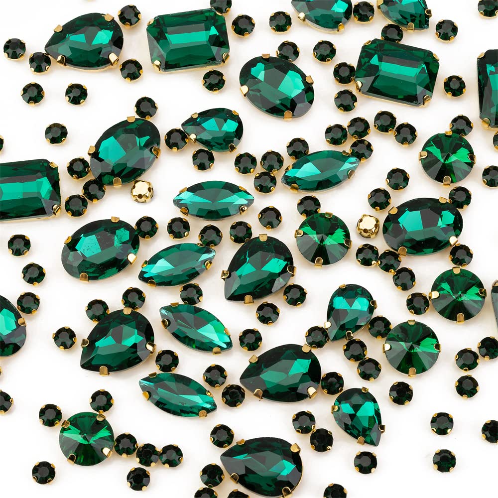 Choupee 130PCS Sew on Glass Rhinestone Blue,Sew On Rhinestone Metal Back Prong Setting Sewing Claw Rhinestone Mixed Shapes Sew On Glass Gems for Jewelry, Clothes, Costume, Shoes,Dress, Garments