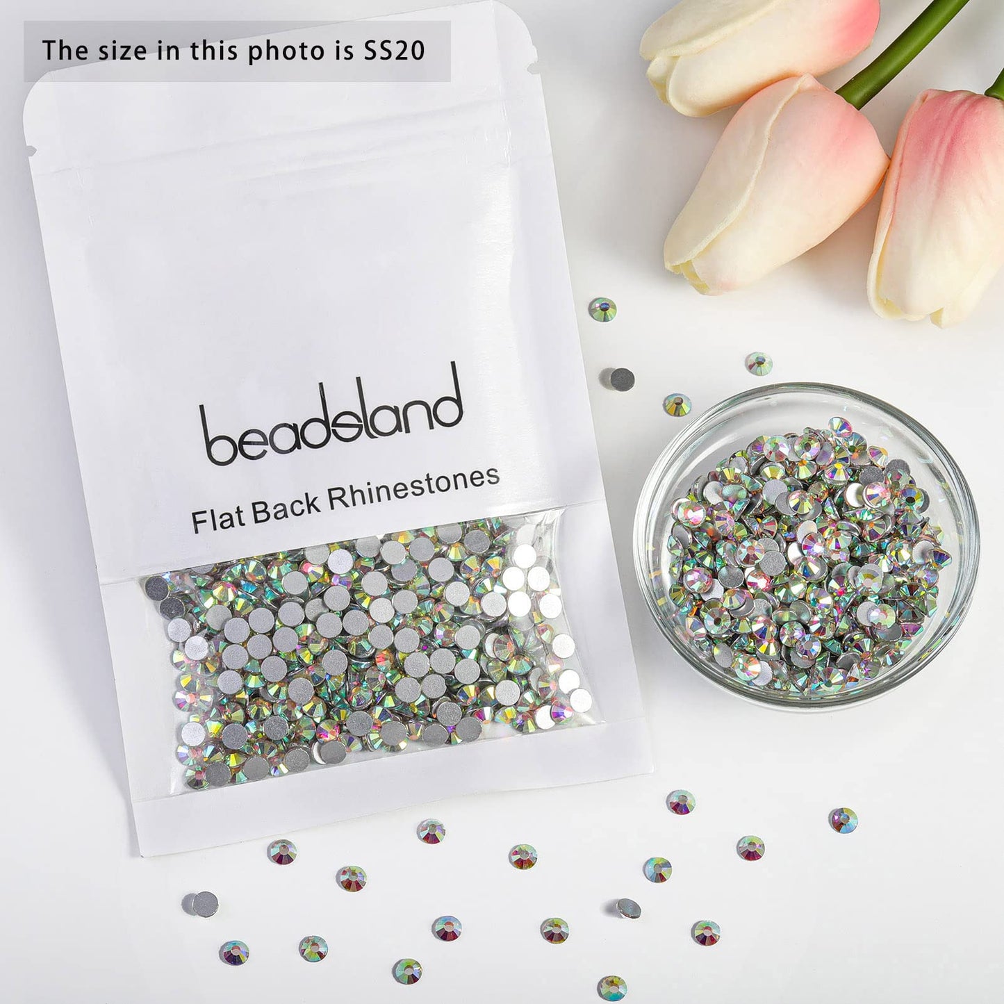 Beadsland 1440 Piece Flat Back Crystal Rhinestones Round Gems, Sapphire(SS10(2.7-2.8mm))
