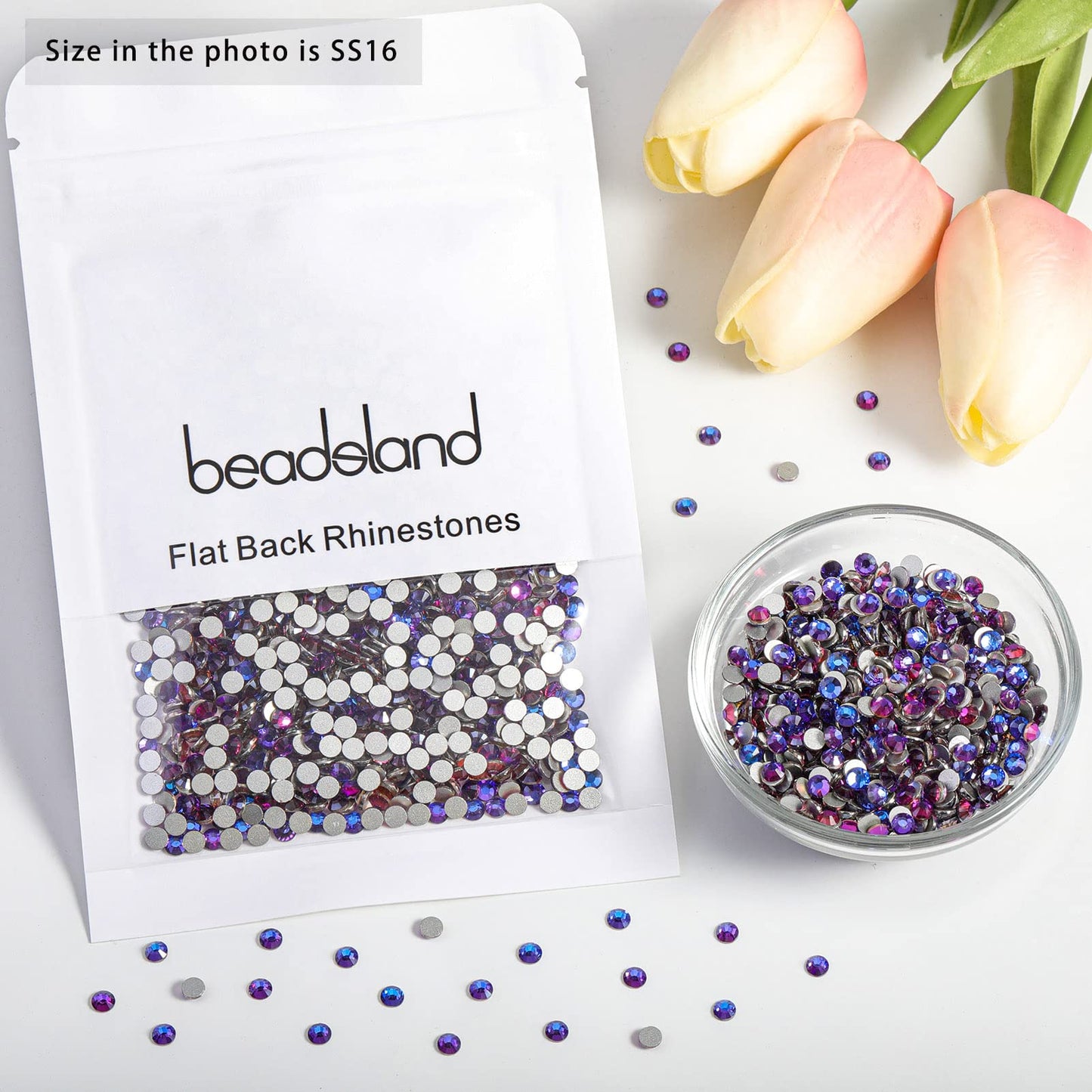 Beadsland 1440 Piece Flat Back Crystal Rhinestones Round Gems, Sapphire(SS10(2.7-2.8mm))