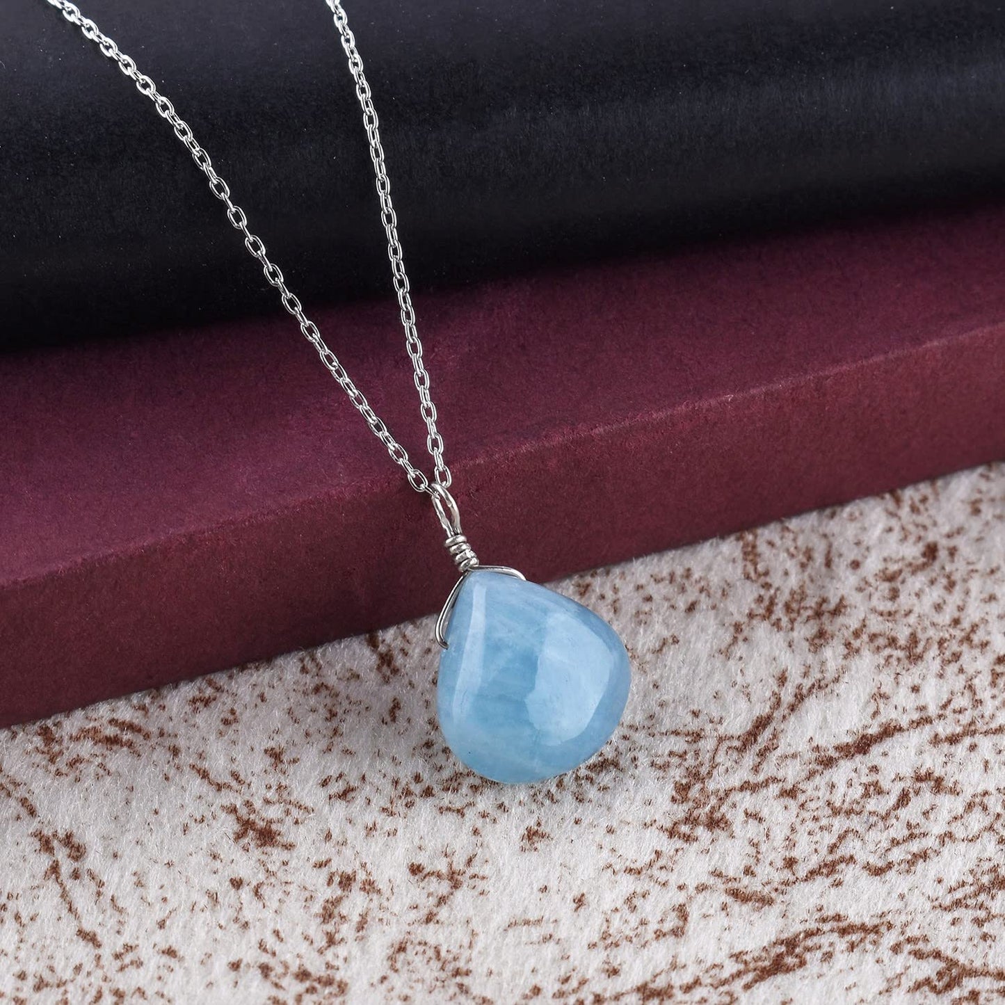 Luxurious Natural Blue Sapphire Gemstone Necklace - Chakra Healing Crystals, 925 Sterling Silver Handmade Statement Jewelry, Valentine Gift for Women, 18 inch by Odrillion Gems