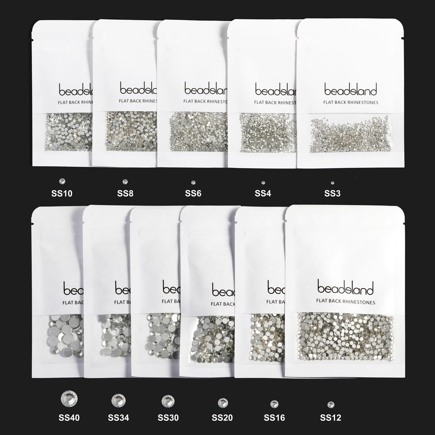 Beadsland 1440 Piece Flat Back Crystal Rhinestones Round Gems, Sapphire(SS10(2.7-2.8mm))