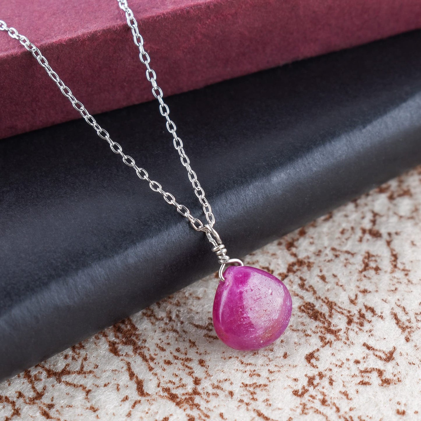 Luxurious Natural Blue Sapphire Gemstone Necklace - Chakra Healing Crystals, 925 Sterling Silver Handmade Statement Jewelry, Valentine Gift for Women, 18 inch by Odrillion Gems