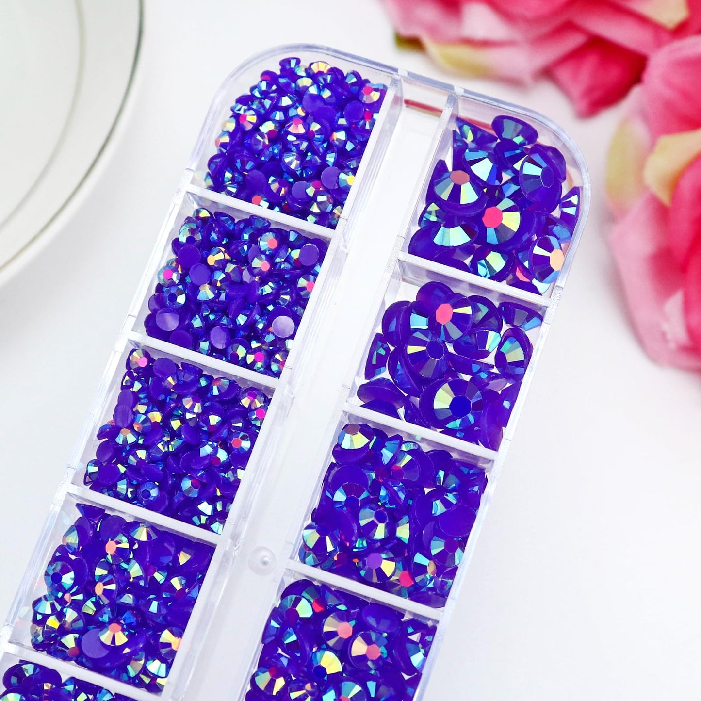 B7000 Clear Glue with 4000PCS Light Blue AB Rhinestones for Crafts Clothing Fabric Shoes, Glue Fix Sky Blue Flatback Gems for Nails Face Jewelry, Mixed 5 Sizes Diamond Gemstones Bejeweled Kit