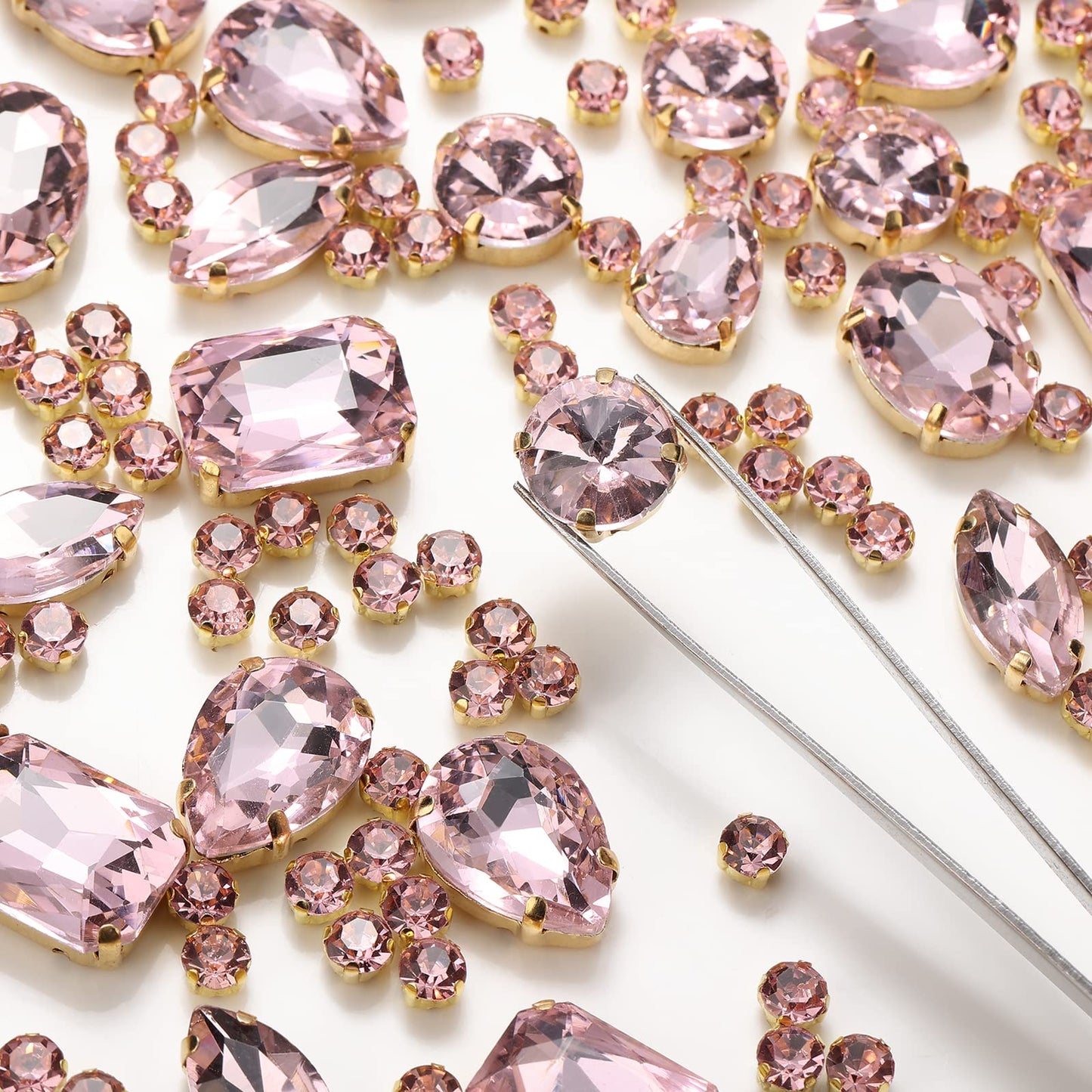 Choupee 130PCS Sew on Glass Rhinestone Blue,Sew On Rhinestone Metal Back Prong Setting Sewing Claw Rhinestone Mixed Shapes Sew On Glass Gems for Jewelry, Clothes, Costume, Shoes,Dress, Garments